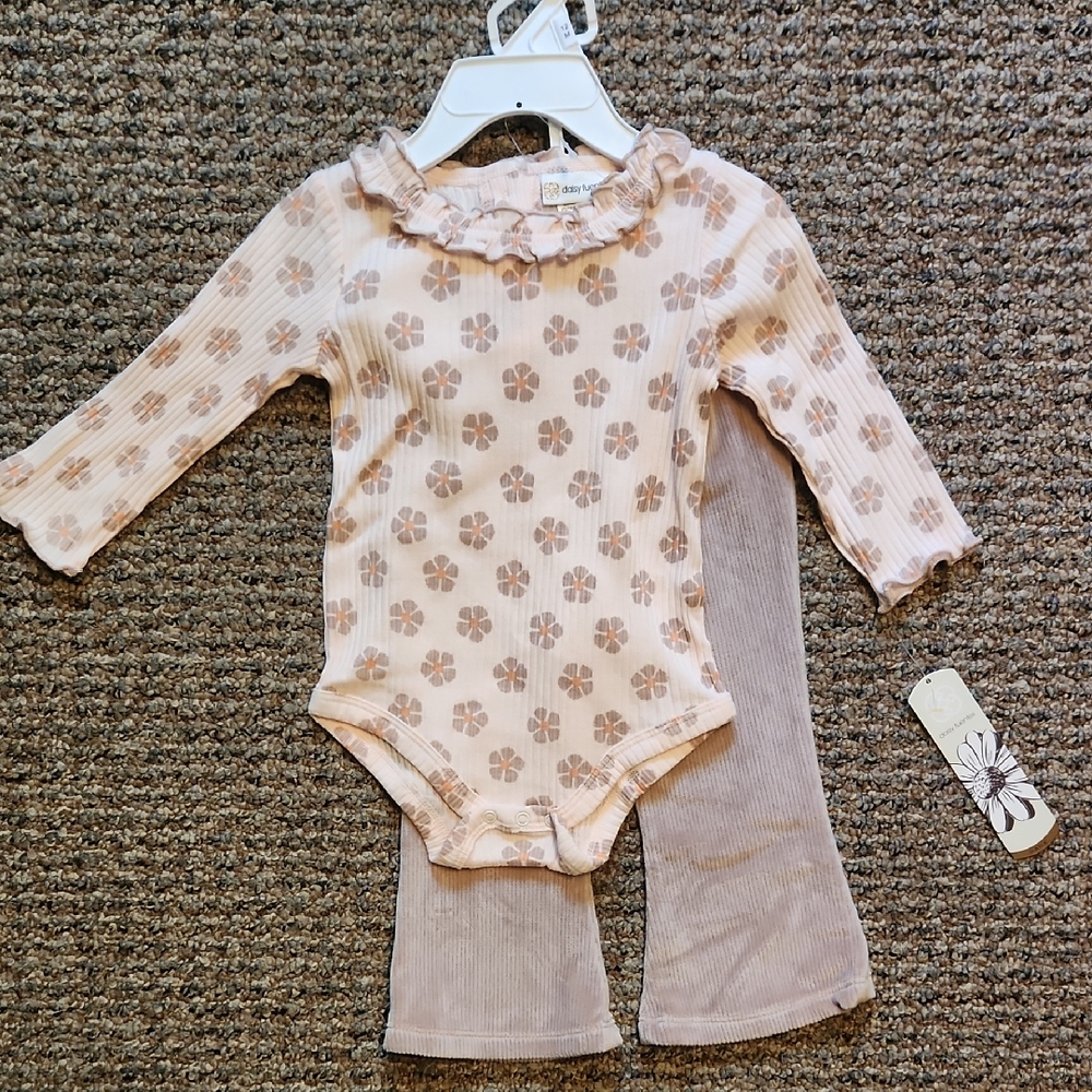 Carter's Cream and Brown Bodysuit with Floral Elegance